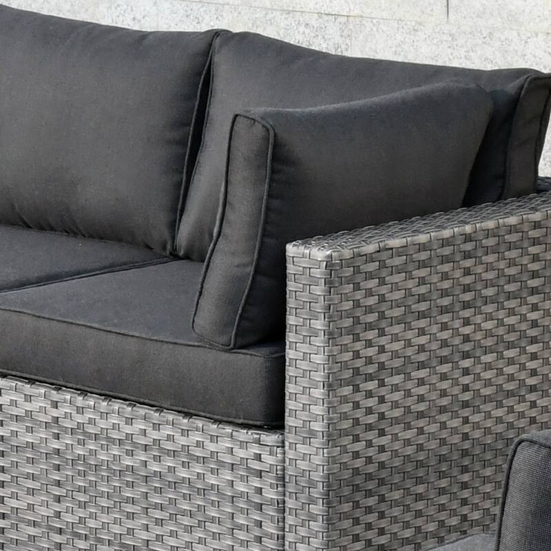 OVIOS 5-Piece Low-profile Deep Seat Wicker Outdoor Patio Furniture Set