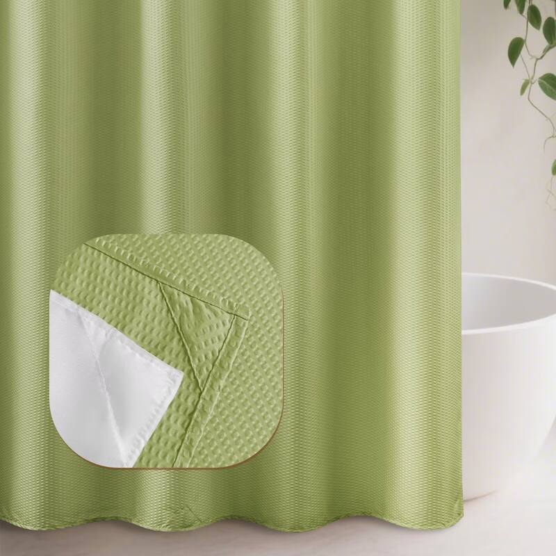 No Hook Embossed Shower Curtain with Snap-in Liner