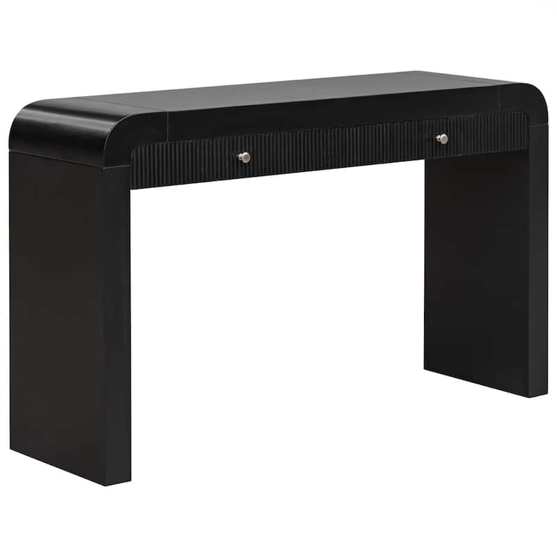 Console Table with Fluted Drawer Front, Entryway Table with Curved Corners , Sturdy Sofa Table for Hallway & Living Room
