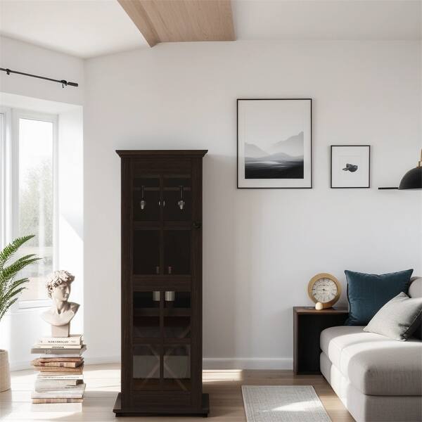 Modern Xshaped Wine Rack with Drawer and Glass Door N/A Bed Bath & Beyond 39906277