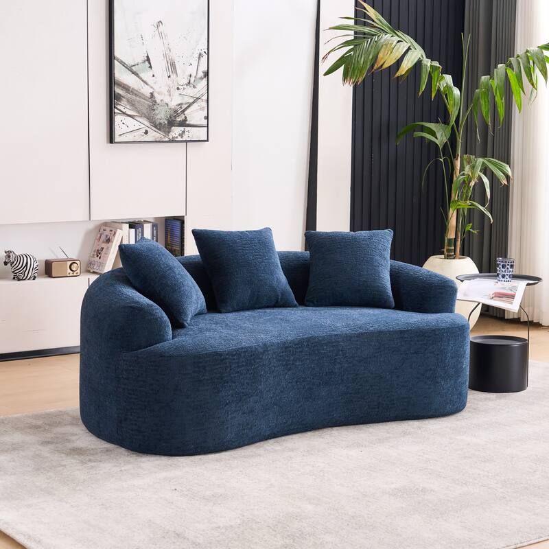 Full Compression Sponge Couch Chenille Floor Curved Loveseat Sofa