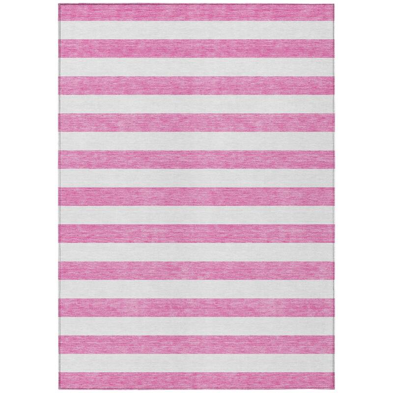 Machine Washable Indoor/ Outdoor Cabana Striped Chantille Rug