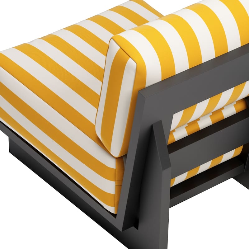 HomeRoots 27" White And Yellow And Black Fabric Striped Side Chair - 27' X '31.5' X '32