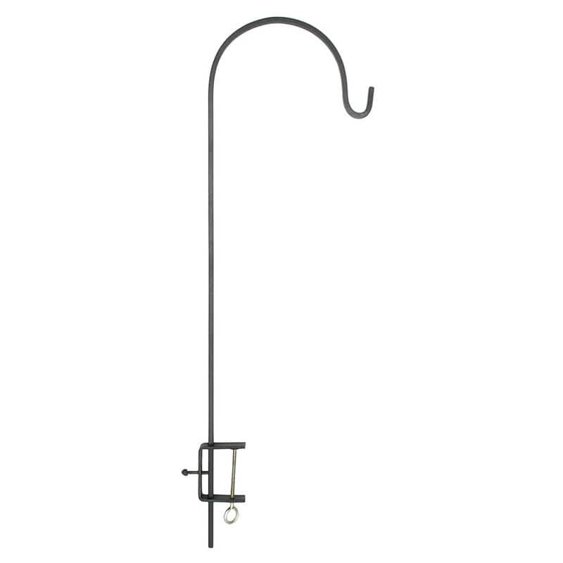 Achla Designs Deck Rail Shepherd's Pole With Adjustable Height, 41,5 Inch Tall, Black Powder Coat Finish