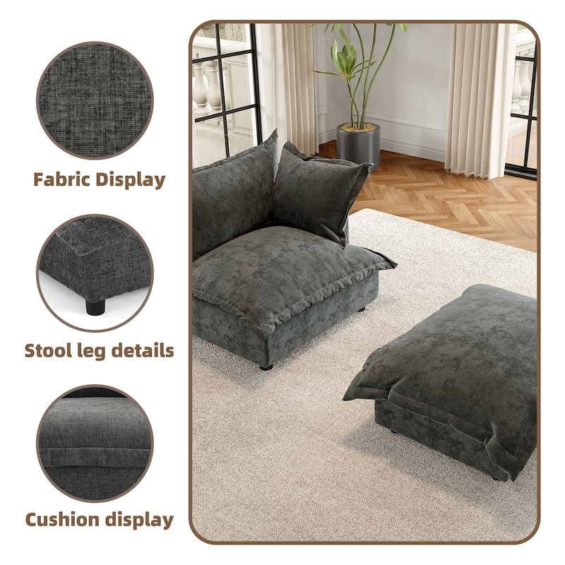 Modern Cloud Chaise Longue Accent Chair with Ottoman set