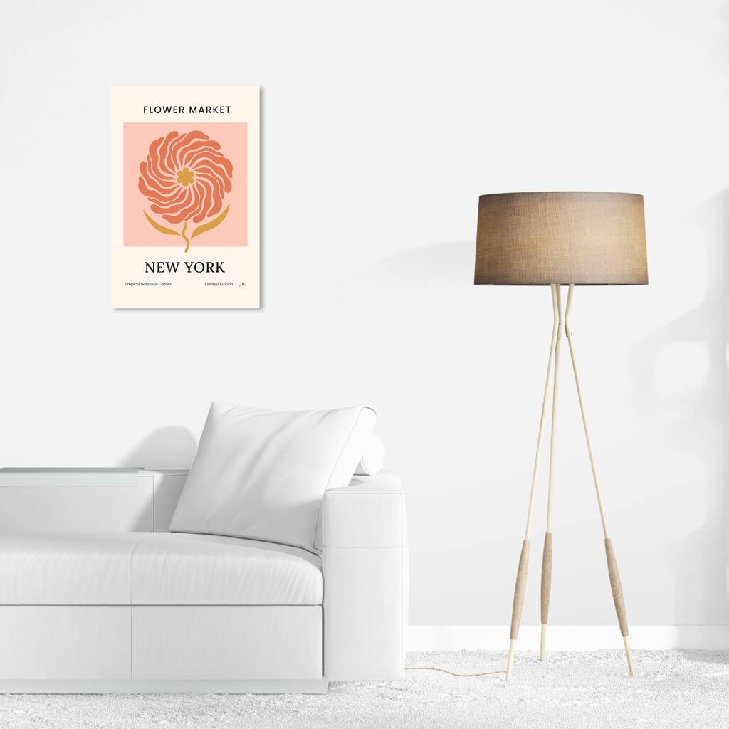 Wynwood Studio Canvas Advertising Flower Market New York Pink and Light Pink Modern & Contemporary Wall Art Canvas Print