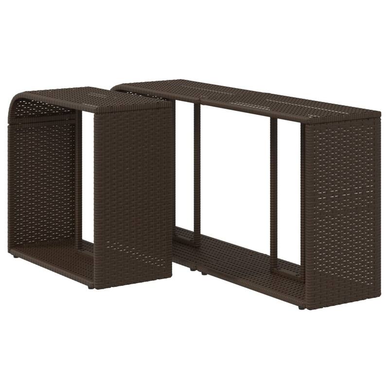 vidaXL Storage Shelves Modular Shelving Unit Outdoor Furniture 2 Pcs Poly Rattan - 10.6 x 44.1 x 21.7