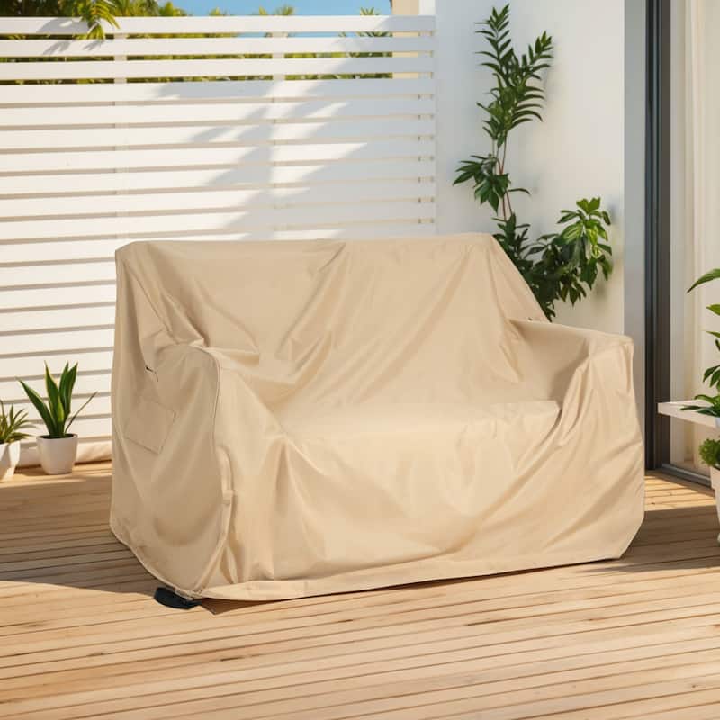 Christopher Knight Home - Shield Heavy-Duty Outdoor Loveseat Sofa Cover with Secure Fit and Breathable Protection - Beige