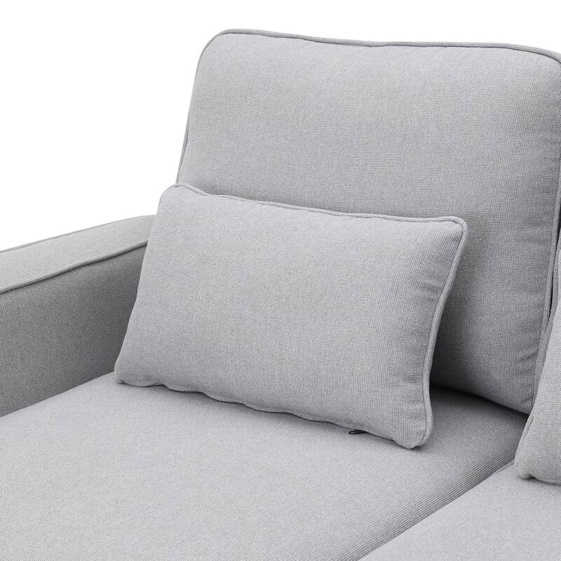 Modern Linen Fabric Sofa with Armrest Pockets