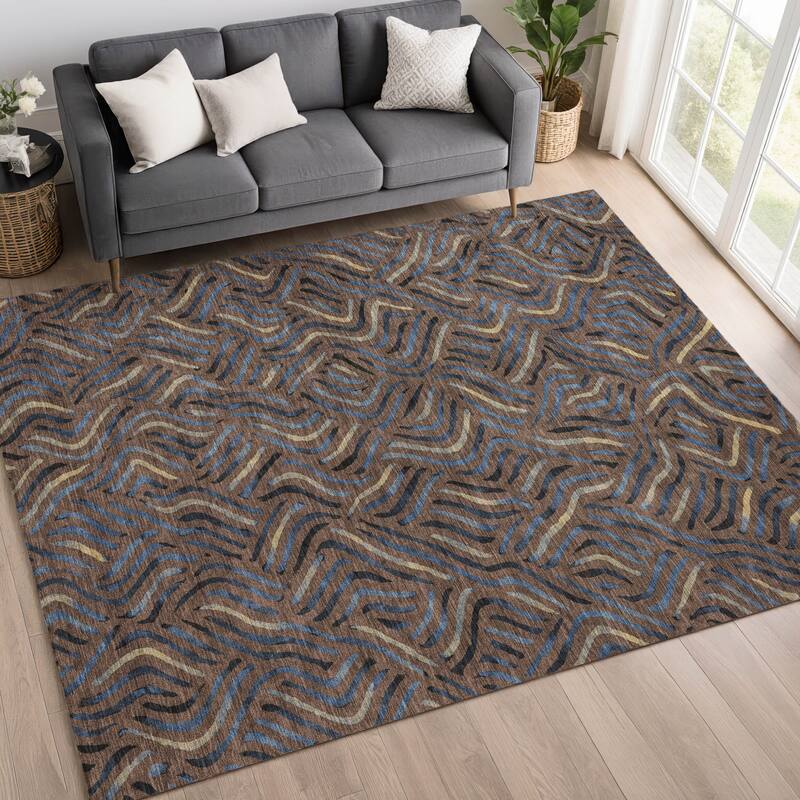 Machine Washable Indoor/ Outdoor Modern Jamie Chantille Rug