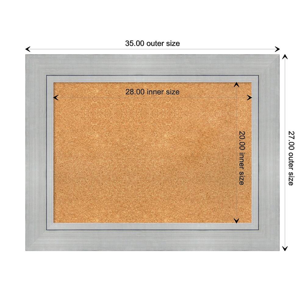 Romano Silver Wood Framed Natural Corkboard Bulletin Board