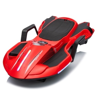 24V Kids Ride On Electric Scooter with Helmet and Knee Pads, 2WD, Gravity Steering, Spray Function