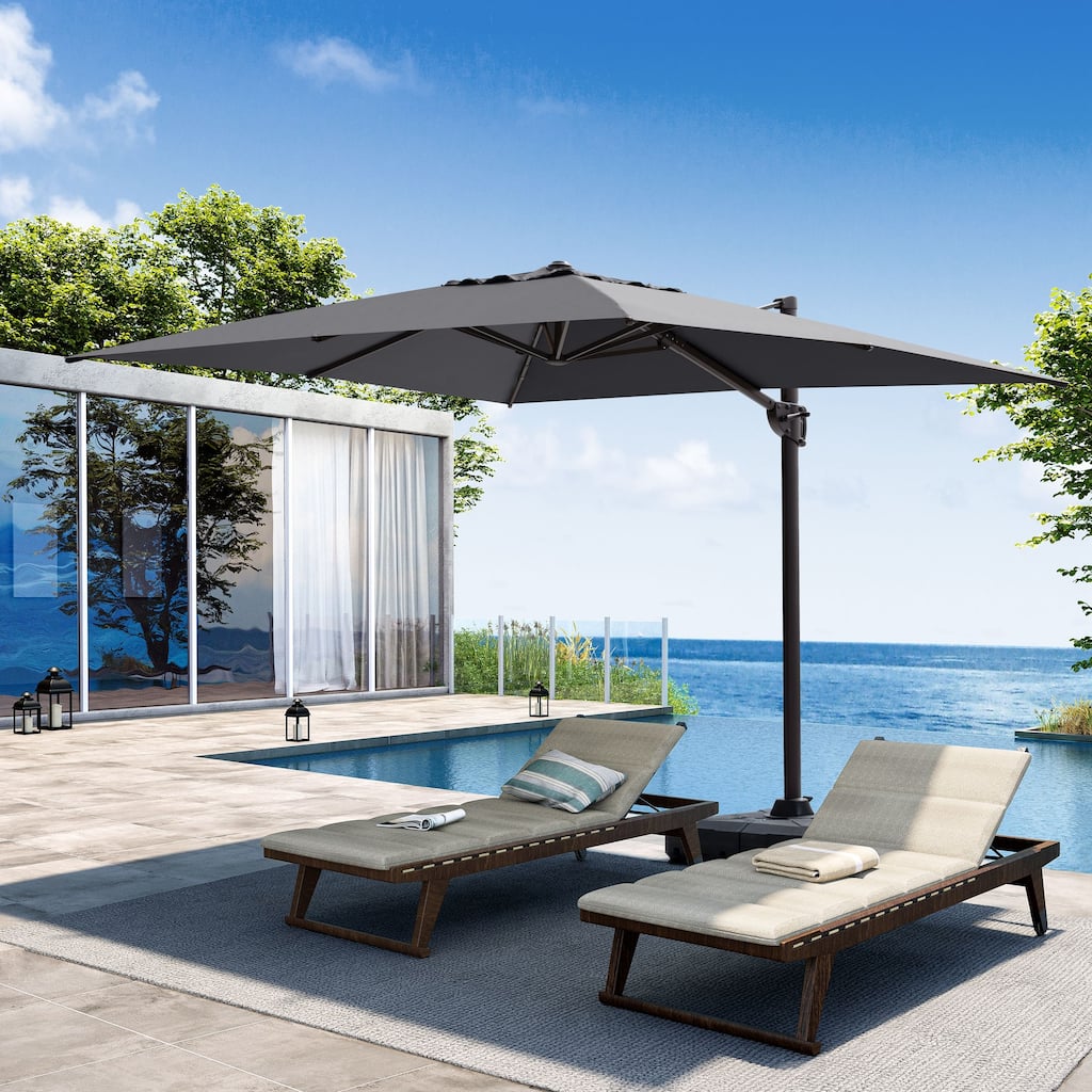 9 FT x 10.5 FT Outdoor Patio Umbrella Cantilever-Offset Umbrella with No Base