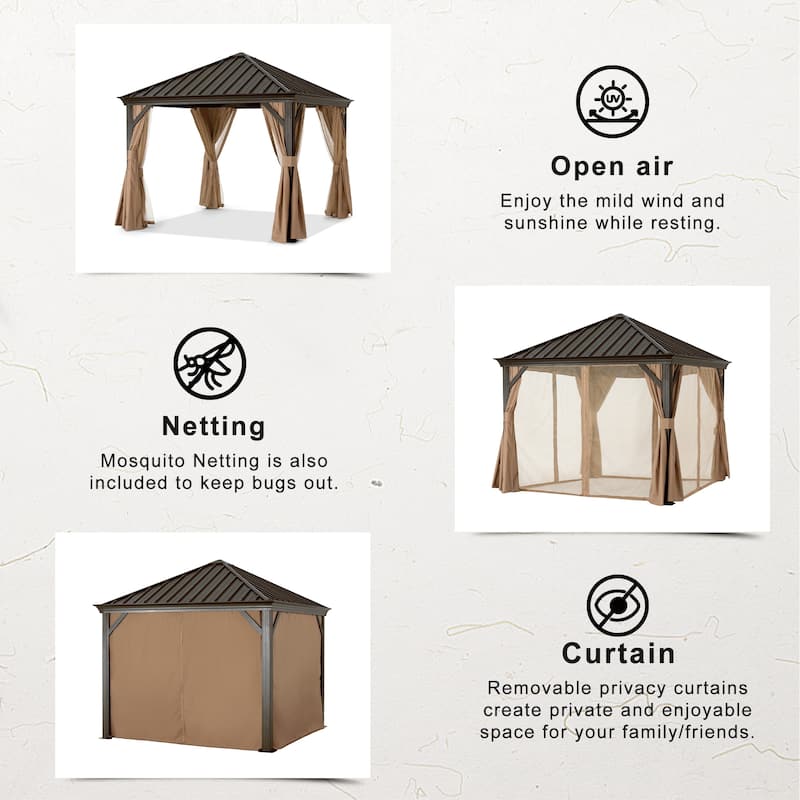 ABCCANOPY Outdoor Hardtop Gazebo with Galvanized Steel Double Roof