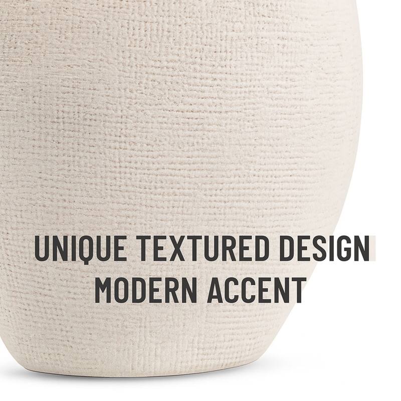 Aria Home Rotund White Textured Polyresin Vase for Modern Decor