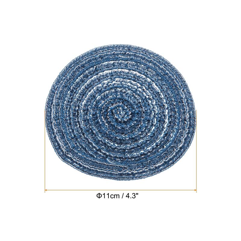 4pcs Round Braided Placemats Non-Slip Washable Round Table Mats - Dark Blue - 4.3"