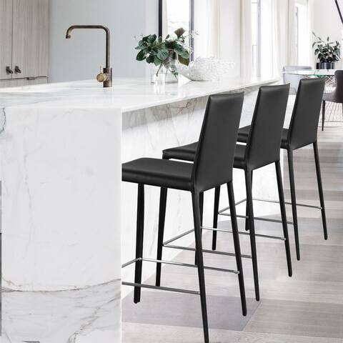 Prima Modern Leather & Metal Counter Stool - Contract Grade