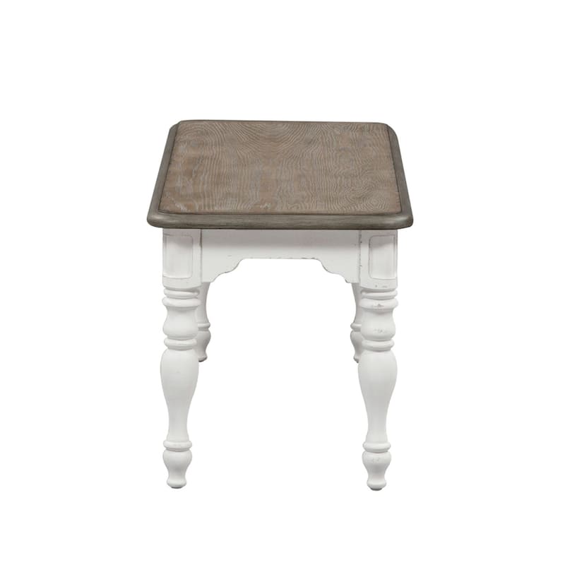 Magnolia Manor Antique White & Weathered Bark Dining Bench