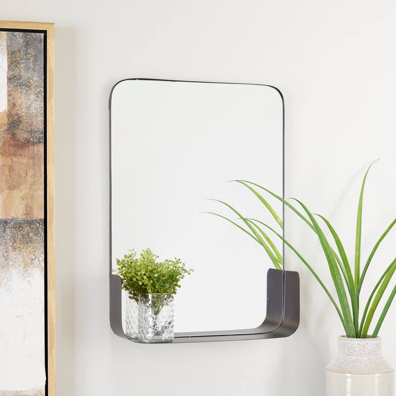 CosmoLiving by Cosmopolitan Metal 1 Shelf Wall Mirror - Black or Gold - Black