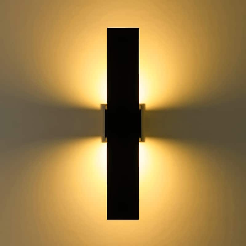 23.6 in. Modern Black Outdoor Wall Lights Dimmable Linear Integrated LED Wall Sconce - 4.7 in. W x 23.6 in. H x 2.3 in. D