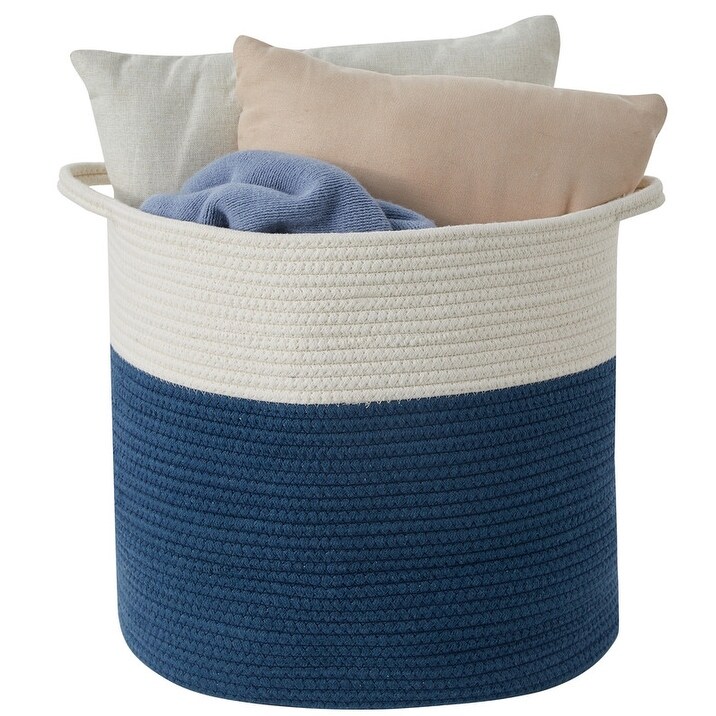 Nursery Storage and Laundry Basket Decorative Color Design MHB Storage Basket 14 H x 14 D Cotton Rope Storage Baskets Fold-able with Handles Perfect Organizer for Toy Storage Nursery Storage and Laundry Basket Decorative Color Design MHB Storage Basket 14 H x 14 D Cotton Rope Storage Baskets Fold-able with Handles Perfect Organizer for Toy Storage