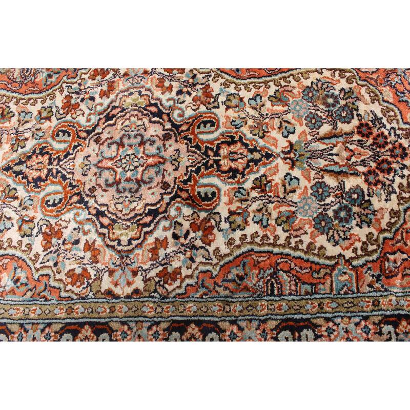 ECARPETGALLERY Hand-knotted Kashmir Cream Viscose Rug - 1'8 x 3'2