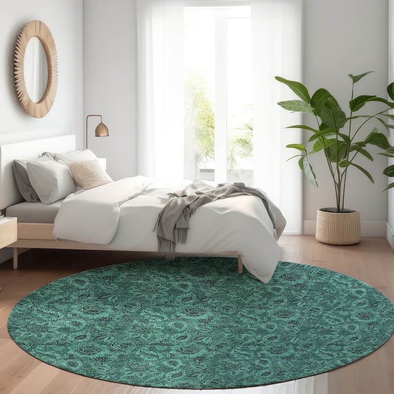 Machine Washable Indoor/ Outdoor Chantille Floral Rug