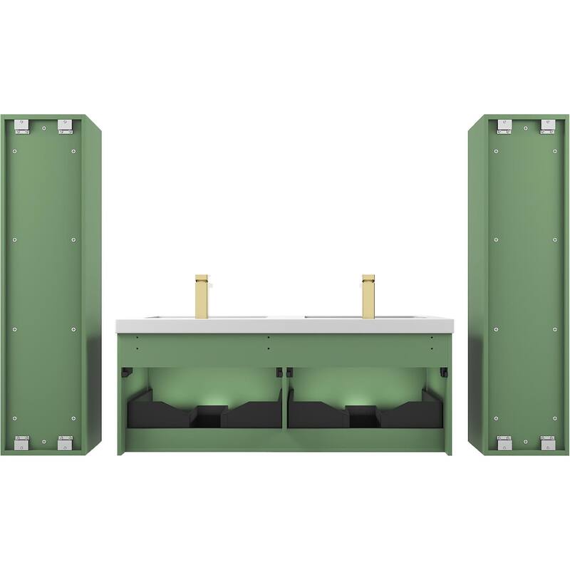 Blossom Positano 48" Floating Double Sink Vanity with Side Cabinets