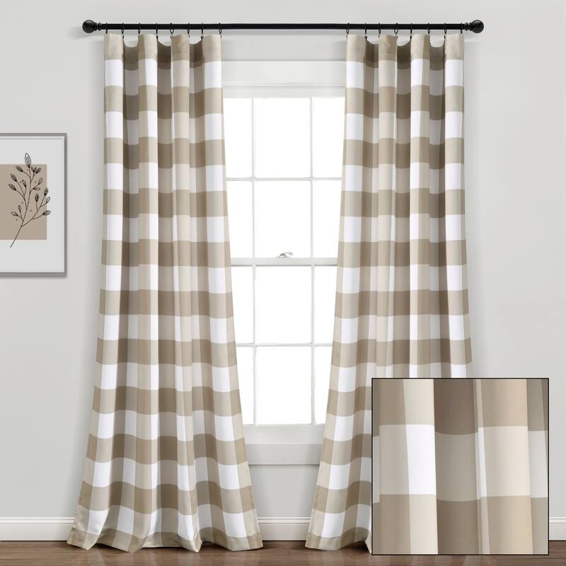 Lush Decor Kelly Checker Room Darkening Window Curtain Panel Pair