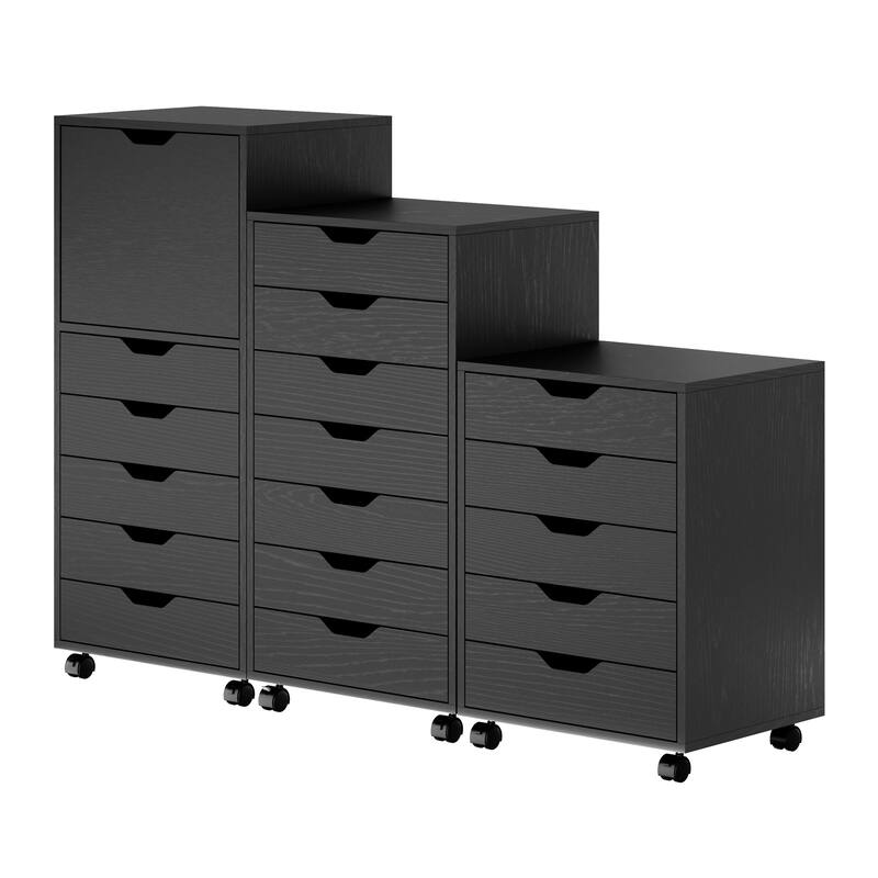 3-Piece Multi Drawer Storage Cabinet Set - 41.5" - Black