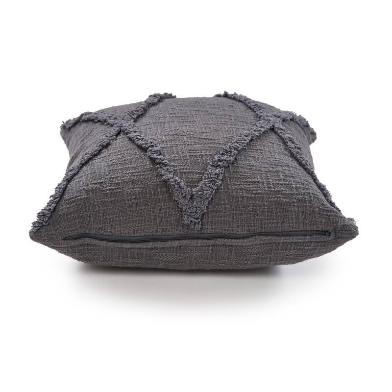 Handwoven Diamond Tufted Square Throw Pillows - 20" - Gray - Set of 2