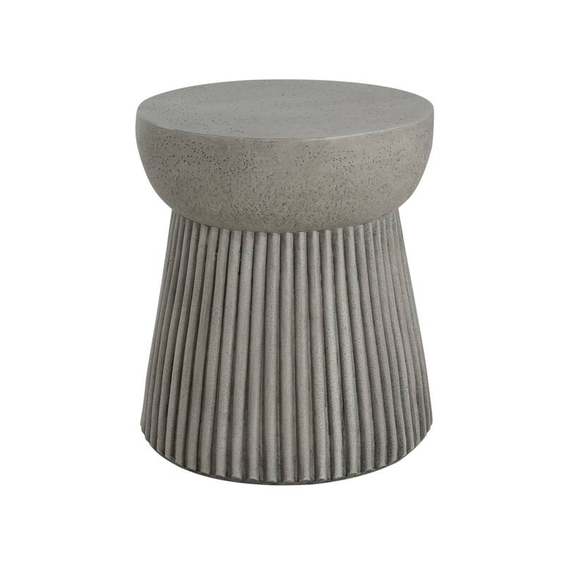 Roomfitters Outdoor Lightweight Side Table, Modern Fluted Accent Table for Patio, Garden or Living Room, Light Grey