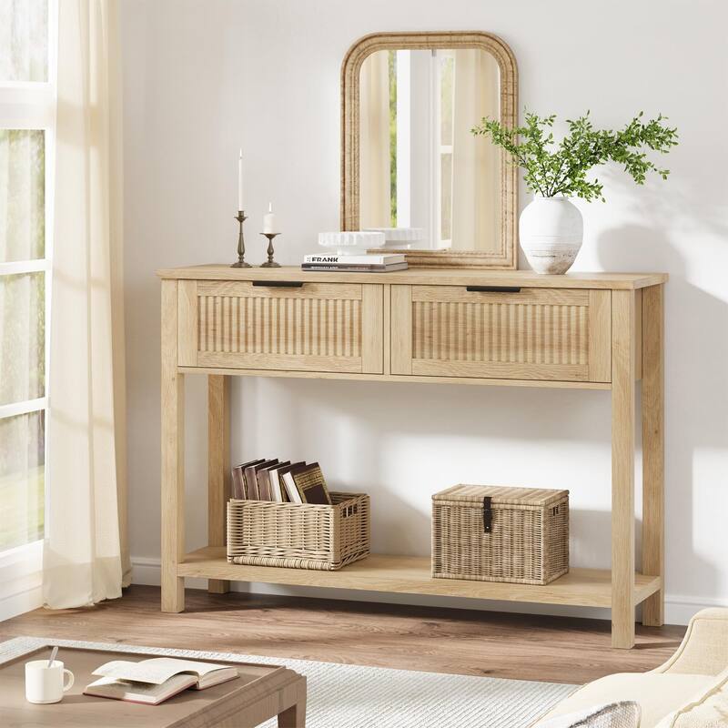43 Inch Wood Console Table with 2 Drawers