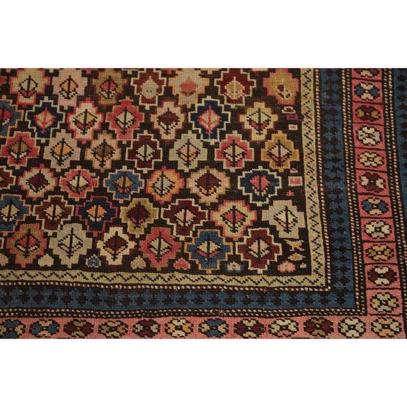 Hand Knotted Oriental 100% Wool Carpet Traditional Geometric Multi-Colored Kazak Area Rug - 5' 5'' X 3' 10''