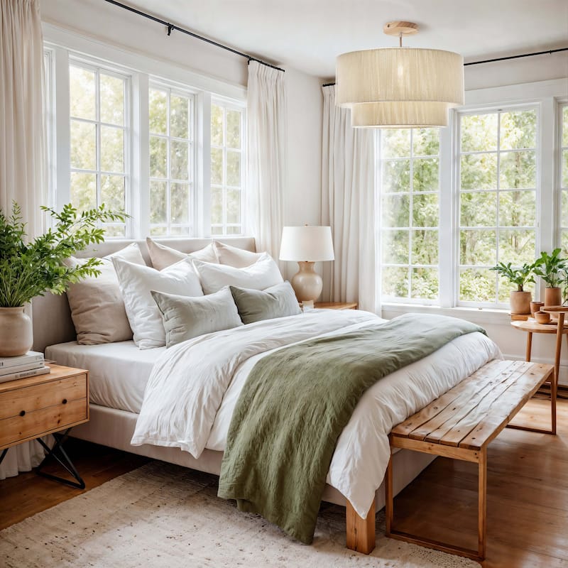 Elaine Rattan Pendant Light - Ivory White Large Drum 1-Light Handwoven Light Fixture For Modern, Boho, Farmhouse Room Decor