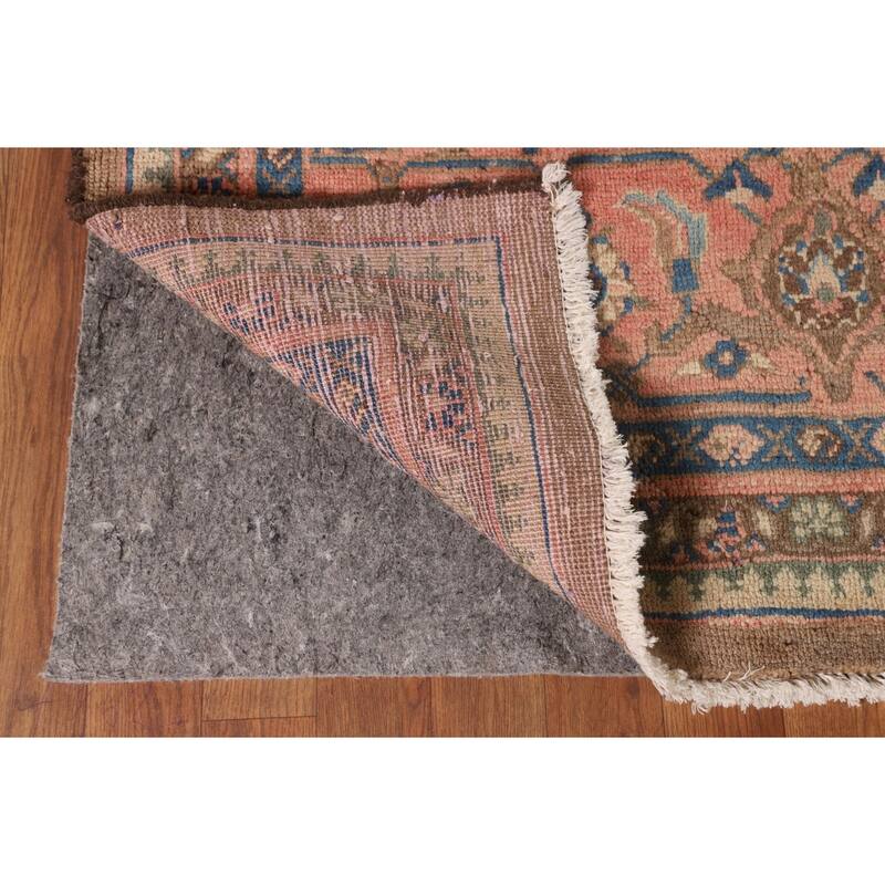 Brown & Pink Mahal Persian Vintage Rug Handmade Wool Carpet - 9'11"x 12'10"