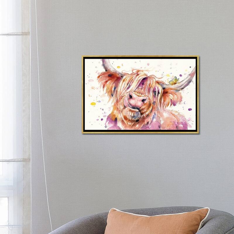 iCanvas "Bad Hair Don't Care (Scottish Highland Cow)" by Sillier Than Sally Framed Canvas Print