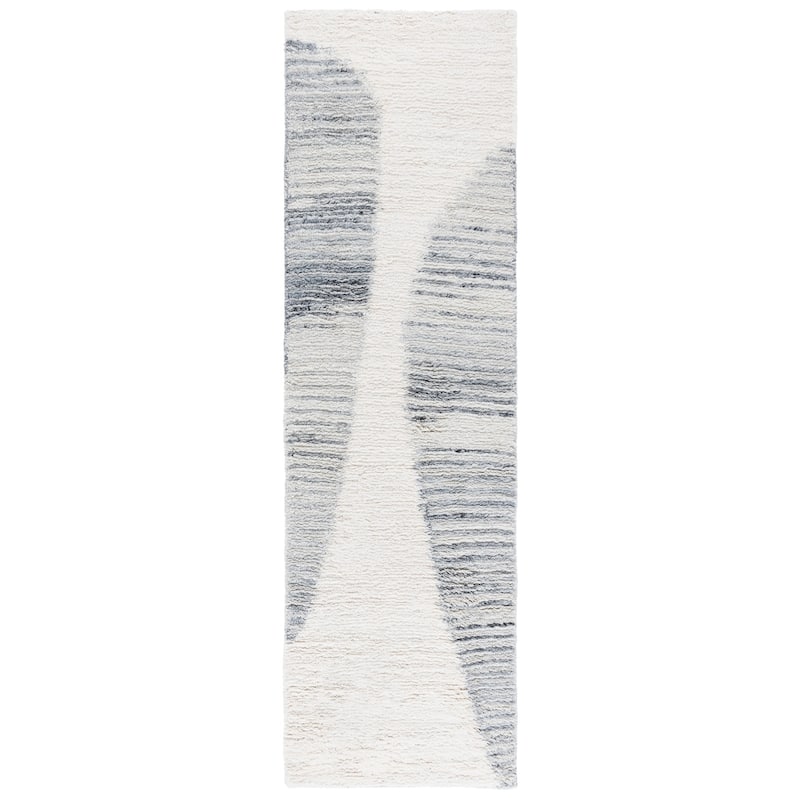 SAFAVIEH Handmade Vermont Nejra Wool Rug - 2'3" x 8' Runner - Ivory/Grey