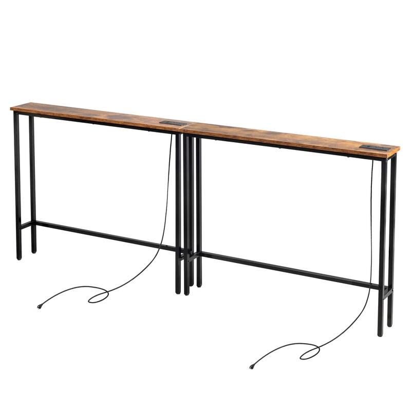 2-piece Set Triamine + Iron 200 * 15 * 79cm with Power Strip Foyer Table