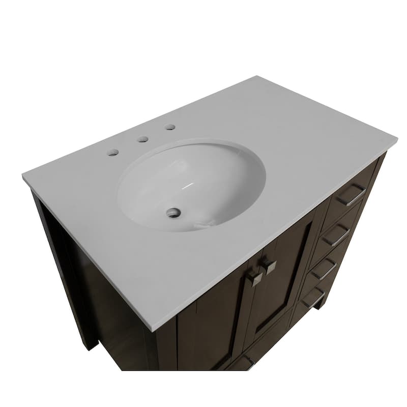 KitchenBathCollection Horizon 36" Bathroom Vanity with Engineered White Top