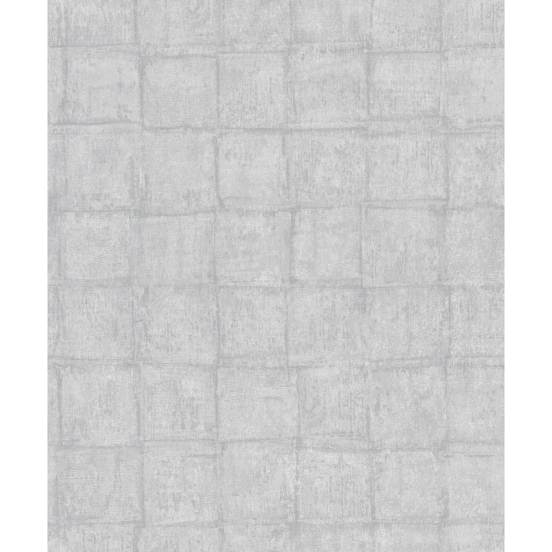 Galerie Wallcoverings Eden Collection Textured Tile Vinyl on Non-Woven Matte Wallpaper Roll - 33 feet x 21 inches - Chalk Grey