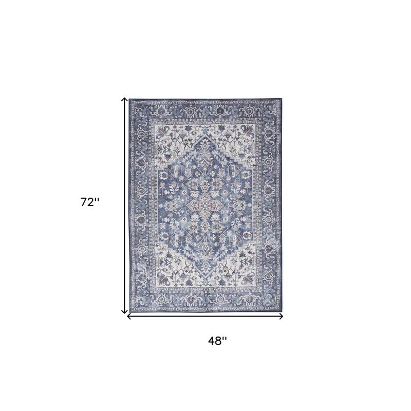 Civa Power Loomed Distressed Floral Area Rug By HomeRoots - 72' X '48' X '0.28