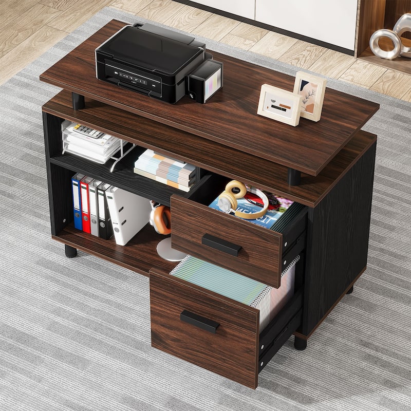 63 Inch Executive Desk with File Cabinet, L Shaped Desk with Drawers and Shelves for Home Office
