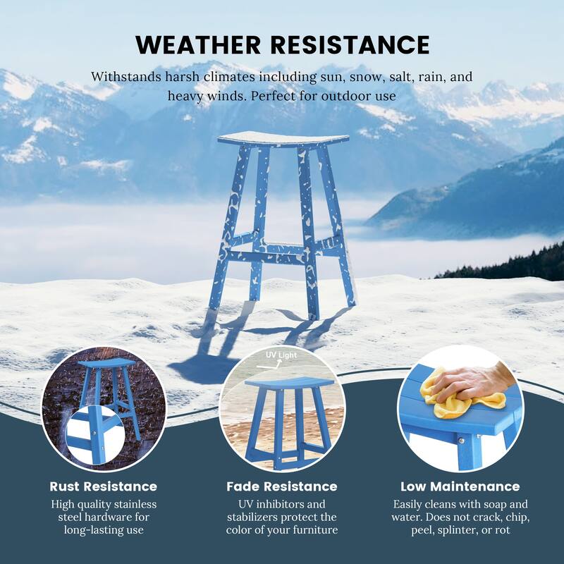 Laguna Hdpe All Weather Outdoor Patio 29" Saddle Seat Bar Stool (Set Of 3)