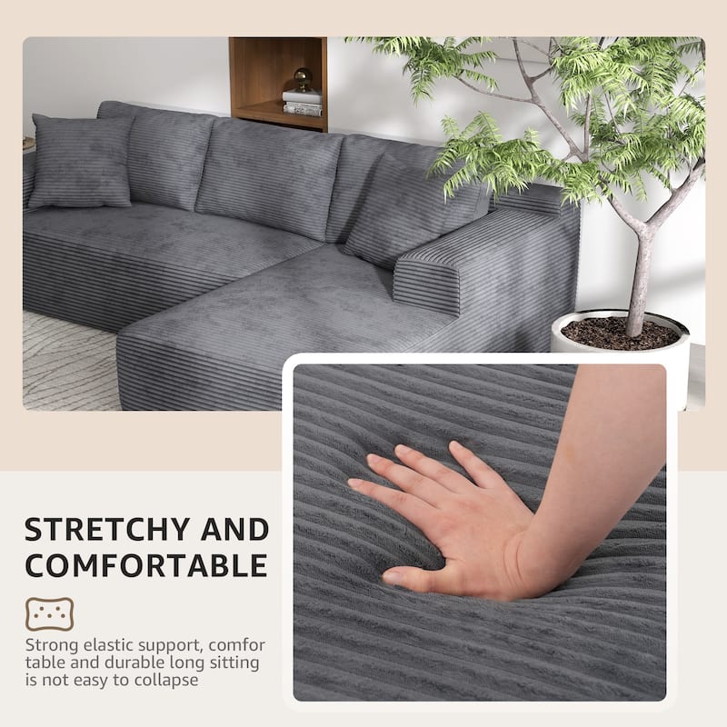 Corduroy L-Shaped Sofa Modular Movable Applicable Living Room Furniture Sets