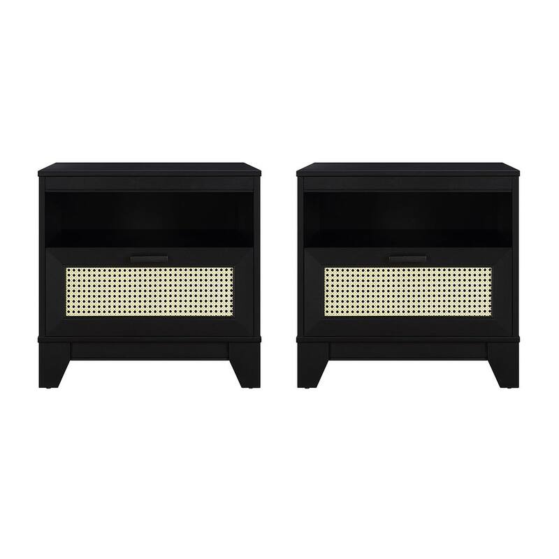 Manhattan Comfort Sheridan Modern Cane Nightstand Set of 2