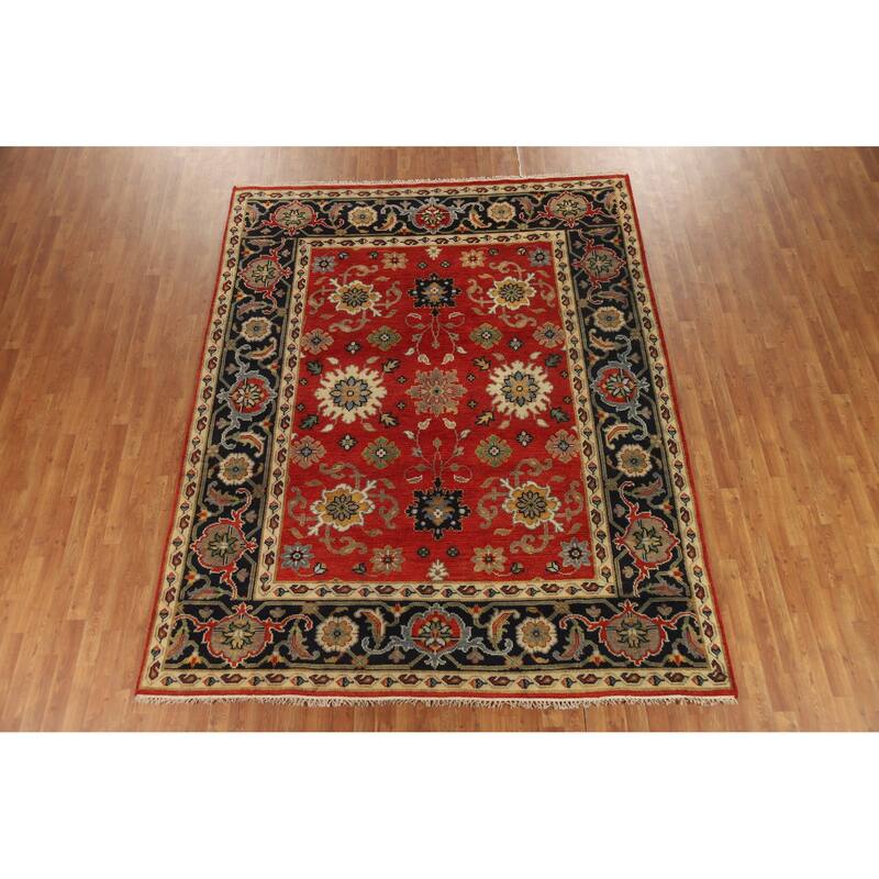 Hand Knotted Oriental 100% Wool Carpet Traditional Floral Oranges & Rust Heriz (serapi) Area Rug - 10' 0'' X 8' 0''