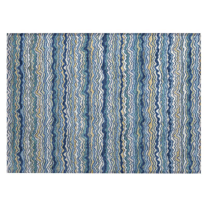 Machine Washable Indoor/ Outdoor Ziggy Stripe Chantille Rug