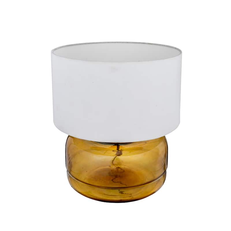 Glass Table Lamp with Cotton Shade - Amber