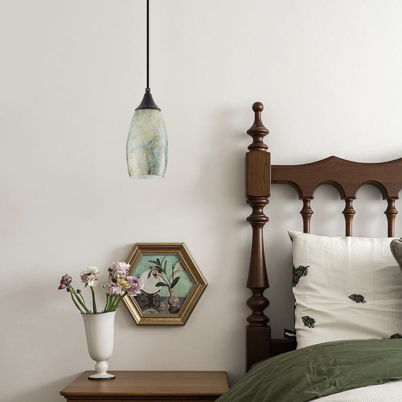 Black Metal and Glass Pendant Light for Kitchen Island Dining Room